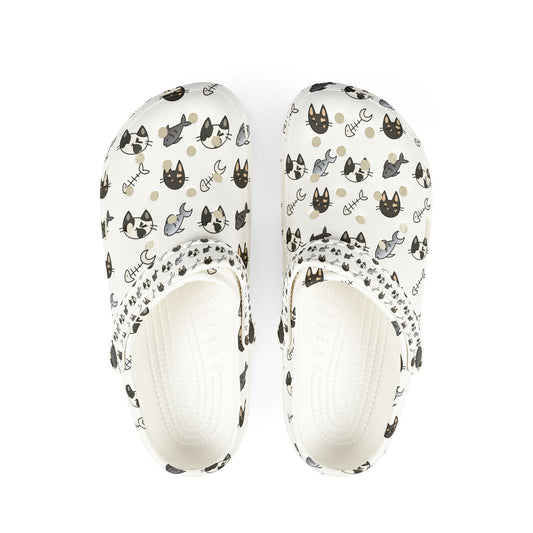 Cat Pattern EVA Foam Clogs — Lightweight Slip-On Garden Shoes