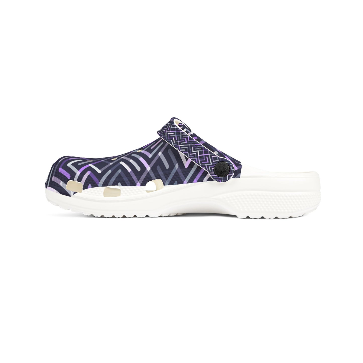Geometric Purple EVA Foam Clogs — Lightweight Slip-On Garden Shoes