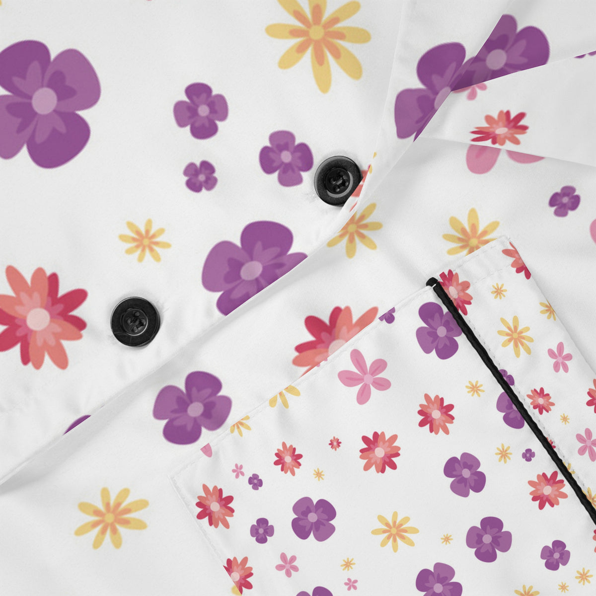 Floral Satin Pajamas Set — Women's Soft Sleepwear in Purple & Pink