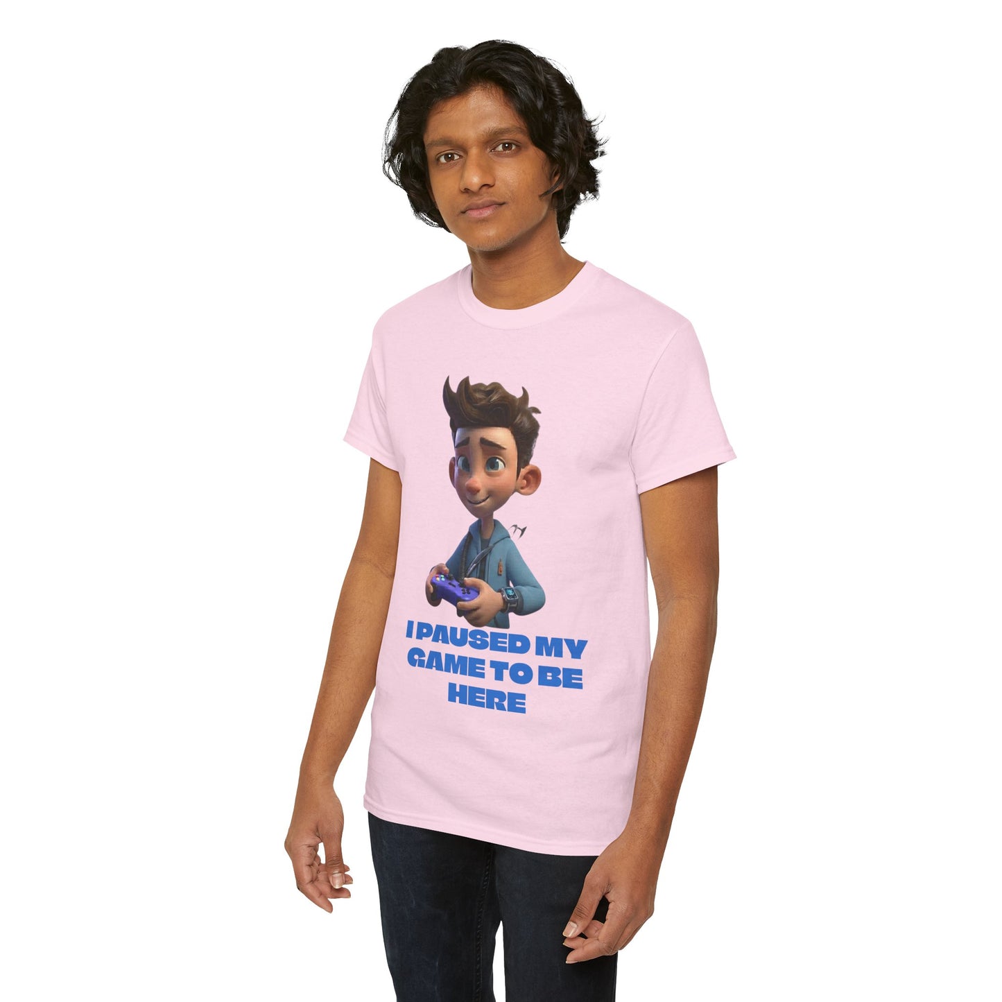T-shirt enfant Gamer – T-shirt imprimé "J'ai mis mon jeu en pause pour être ici"