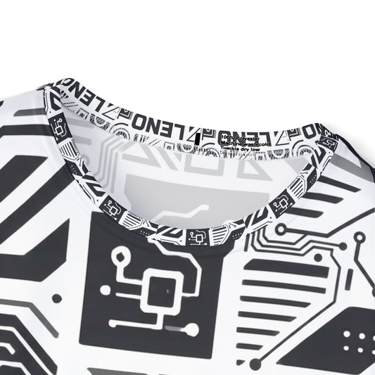 Men's Graphic Sports Jersey — Black & White Geometric LENO All-Over Print