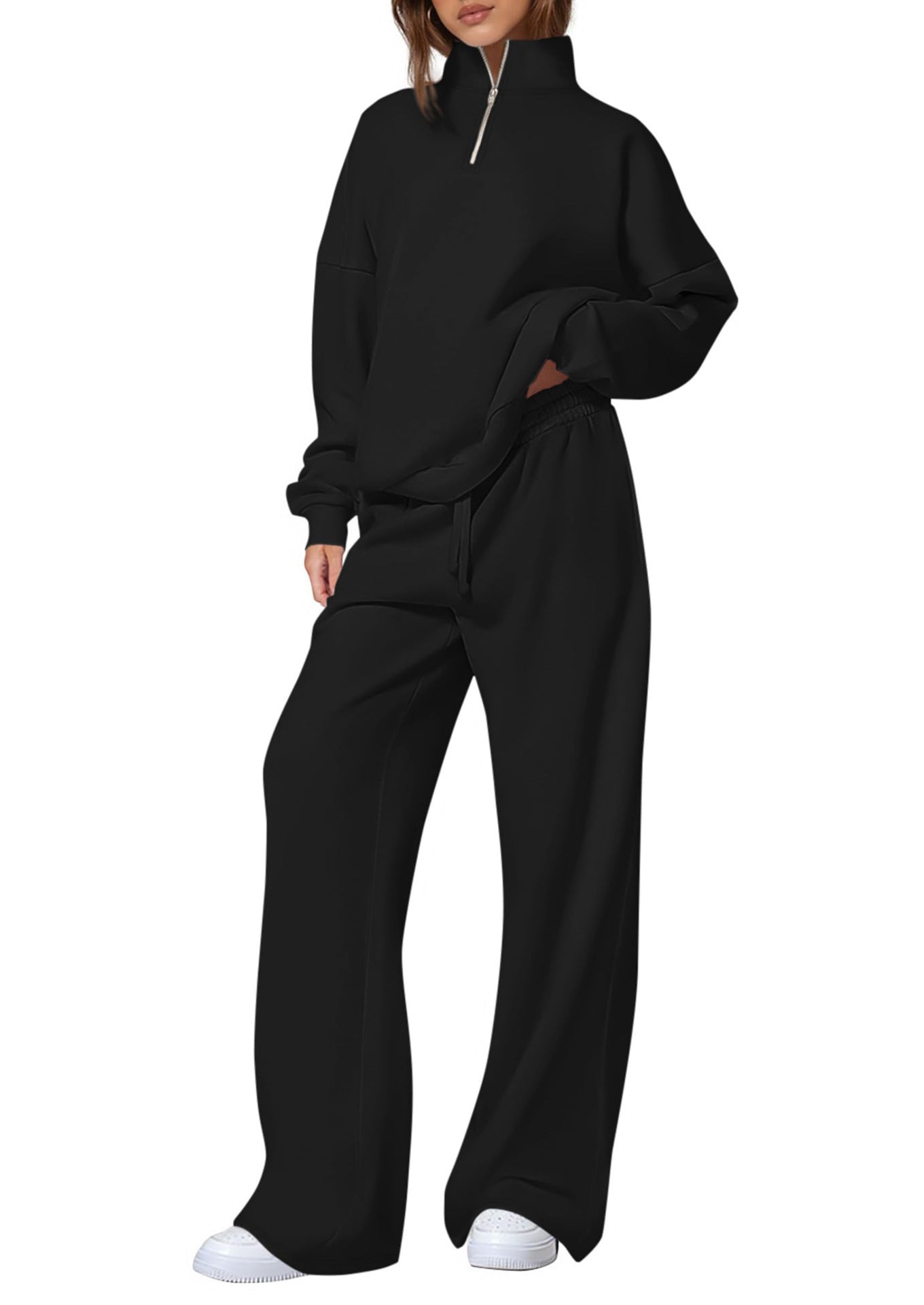 Springautumn Half-zip Sweatshirt And Straight-leg Pants Sportswear