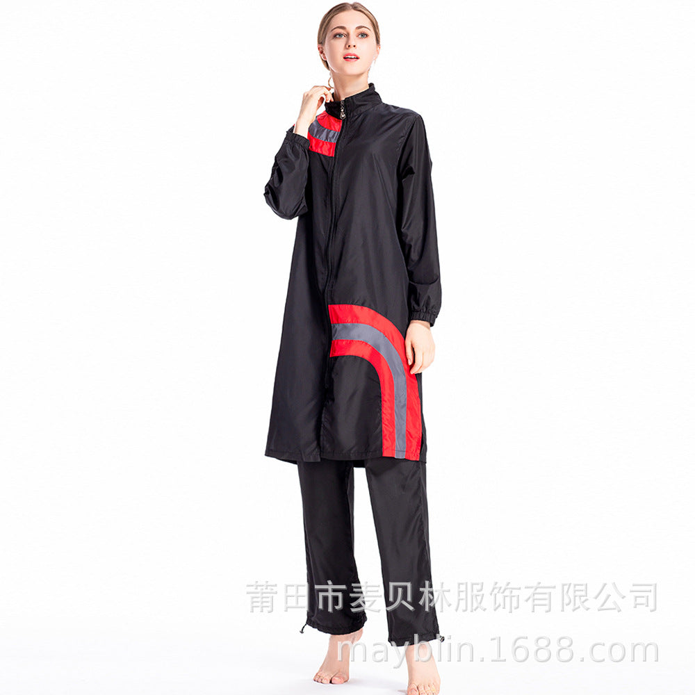 Conservative swimsuit suit women's sportswear large size loose zipper split stitching cross-border foreign trade hot S005