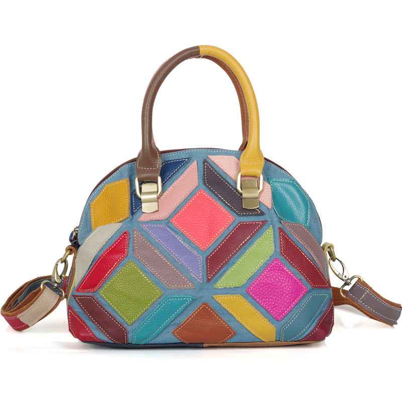 Casual denim leather shoulder bag