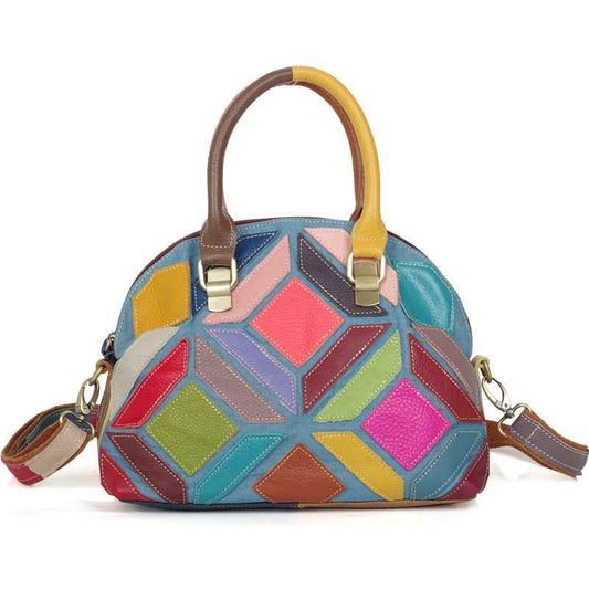Casual denim leather shoulder bag