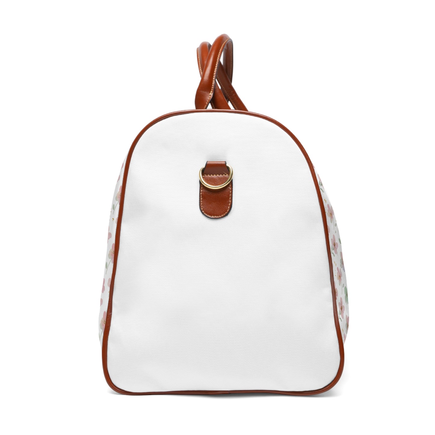 Floral Waterproof Travel Bag — Lightweight Duffle with Pink & Green Blossom Print