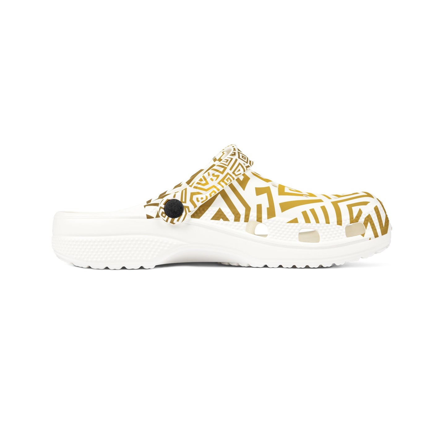 Golden Tribal Pattern EVA Clogs — Lightweight Foam Slip-On Shoes