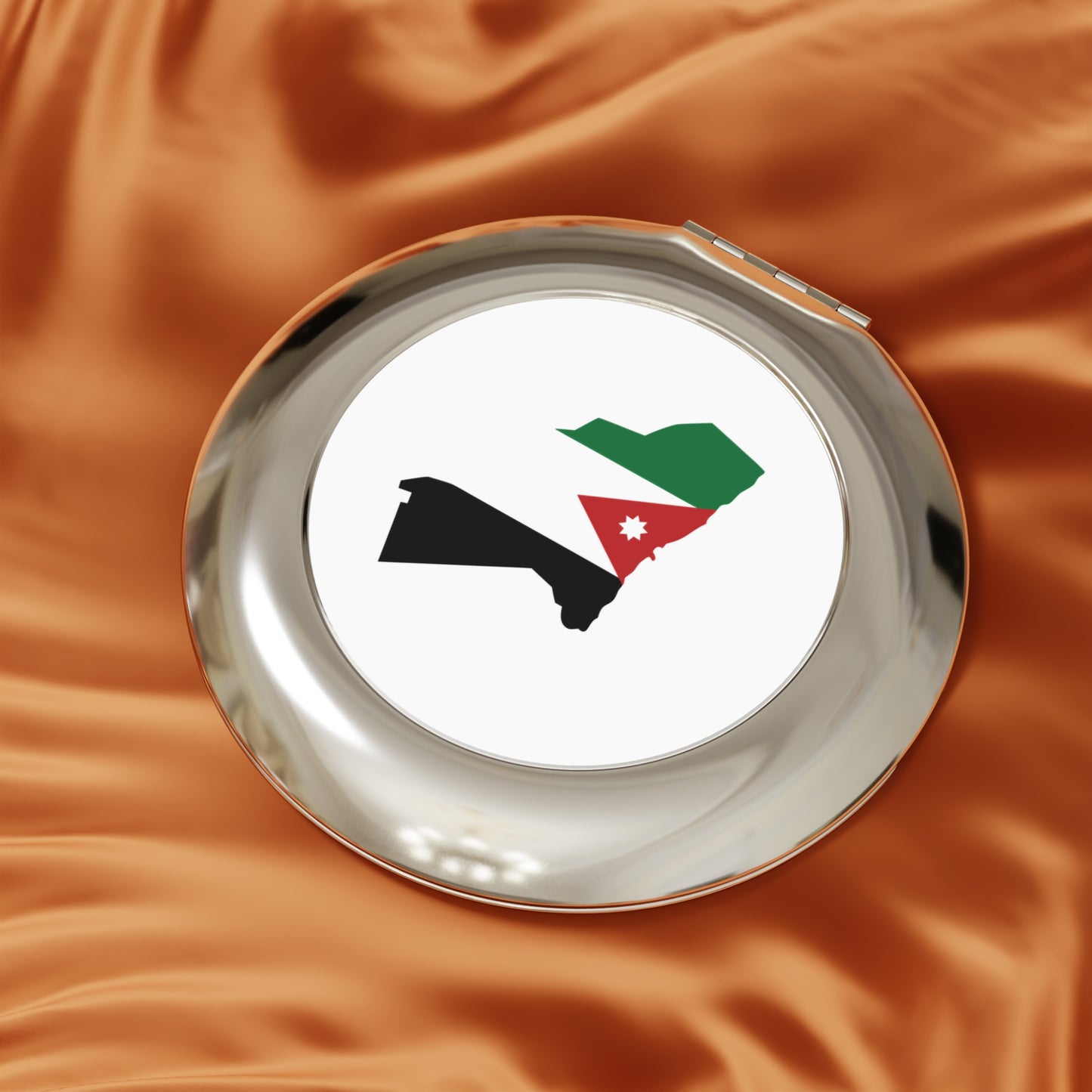 Jordan Flag Compact Travel Mirror — Foldable Pocket Mirror with Jordan Map Design