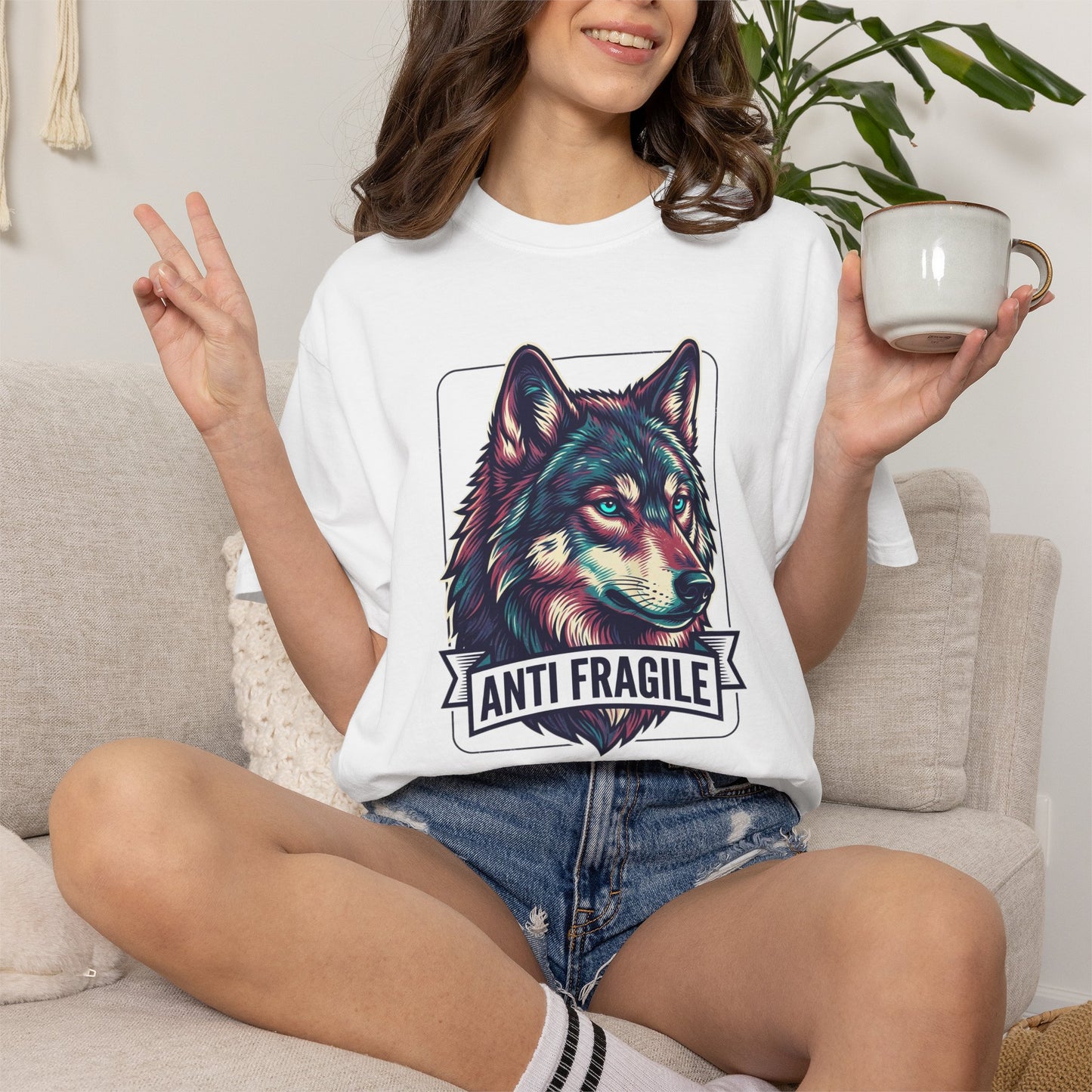 Anti Fragile Wolf T-Shirt — Bold Graphic Tribal Wolf Tee