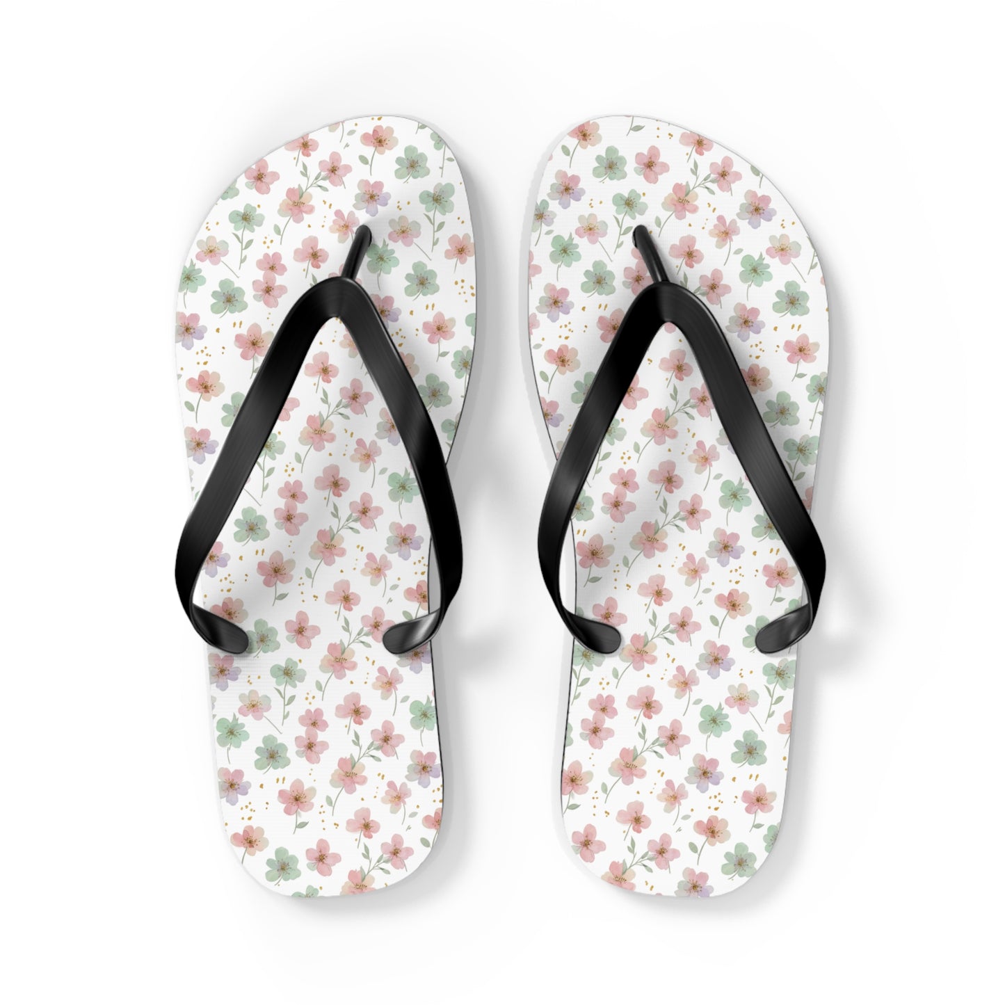 Floral Breeze Flip Flops — Pink & Green Blossom Beach Sandals