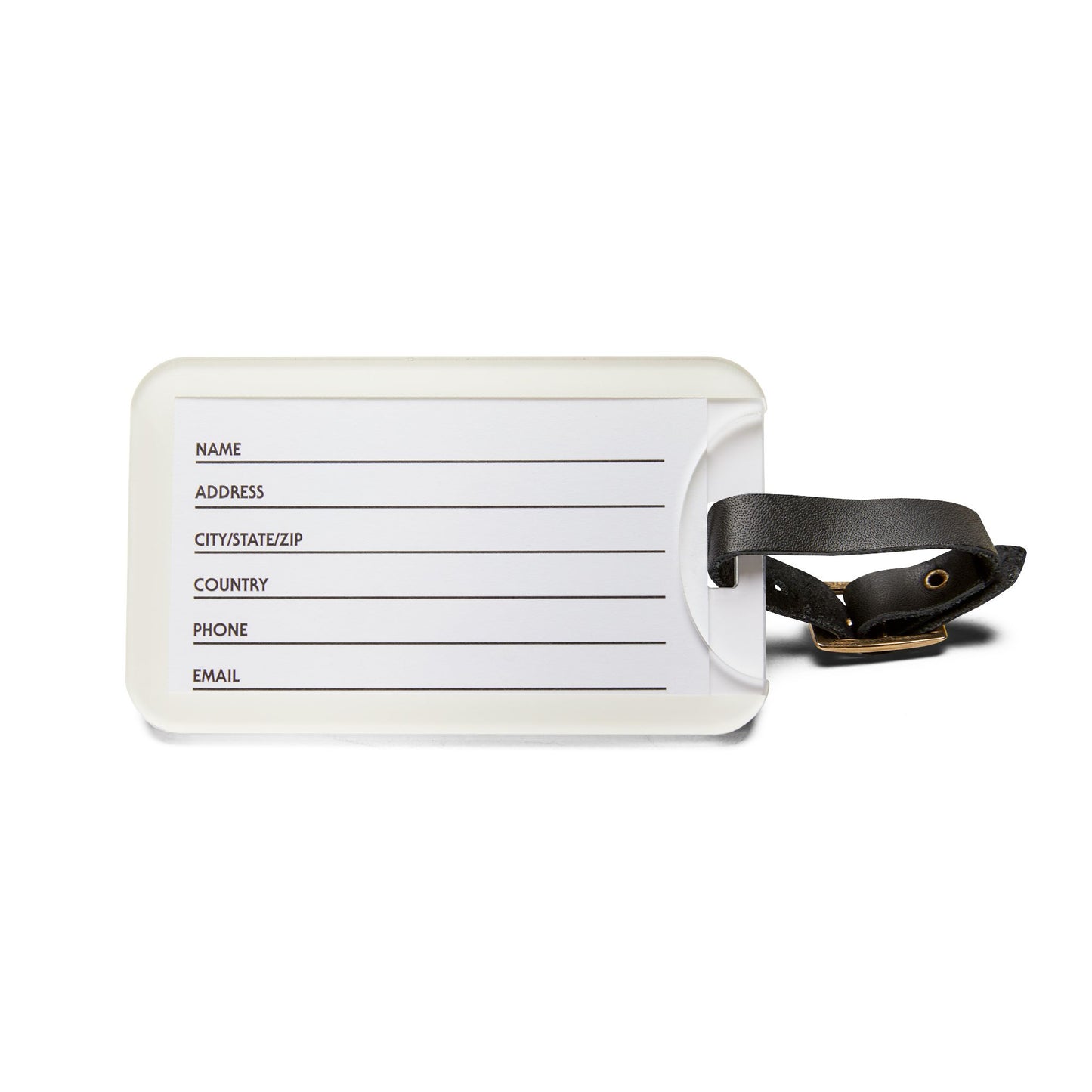 Minimalist Pomegranate Luggage Tag — Gray Travel ID with Red Fruit Motif