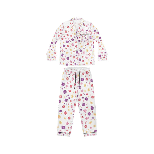 Floral Satin Pajamas Set — Women’s Soft Purple & Pink Flower Sleepwear