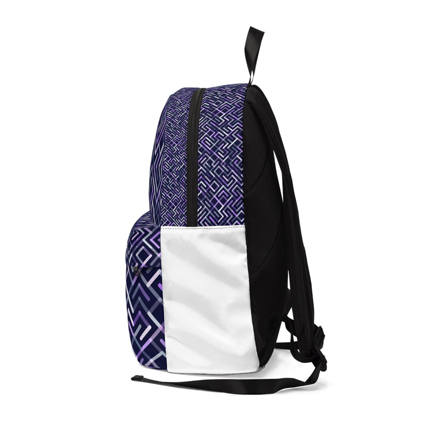Geometric Purple Maze Backpack — Modern Patterned Daypack