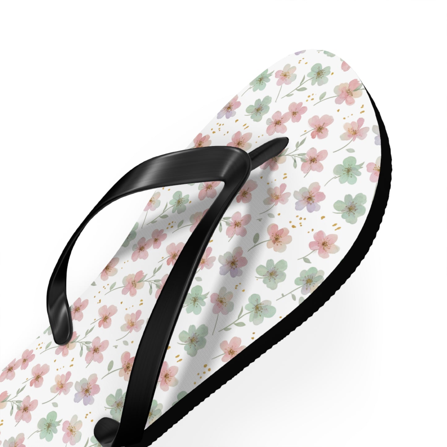 Floral Breeze Flip Flops — Pink & Green Blossom Beach Sandals