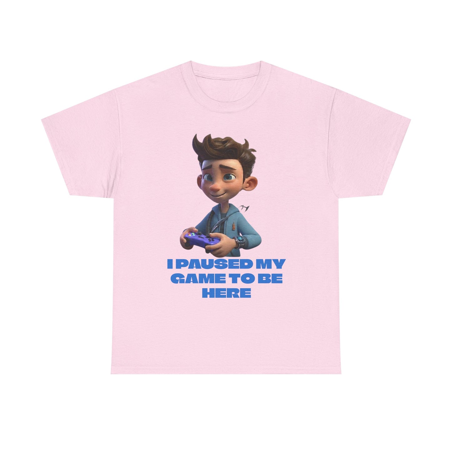 T-shirt enfant Gamer – T-shirt imprimé "J'ai mis mon jeu en pause pour être ici"