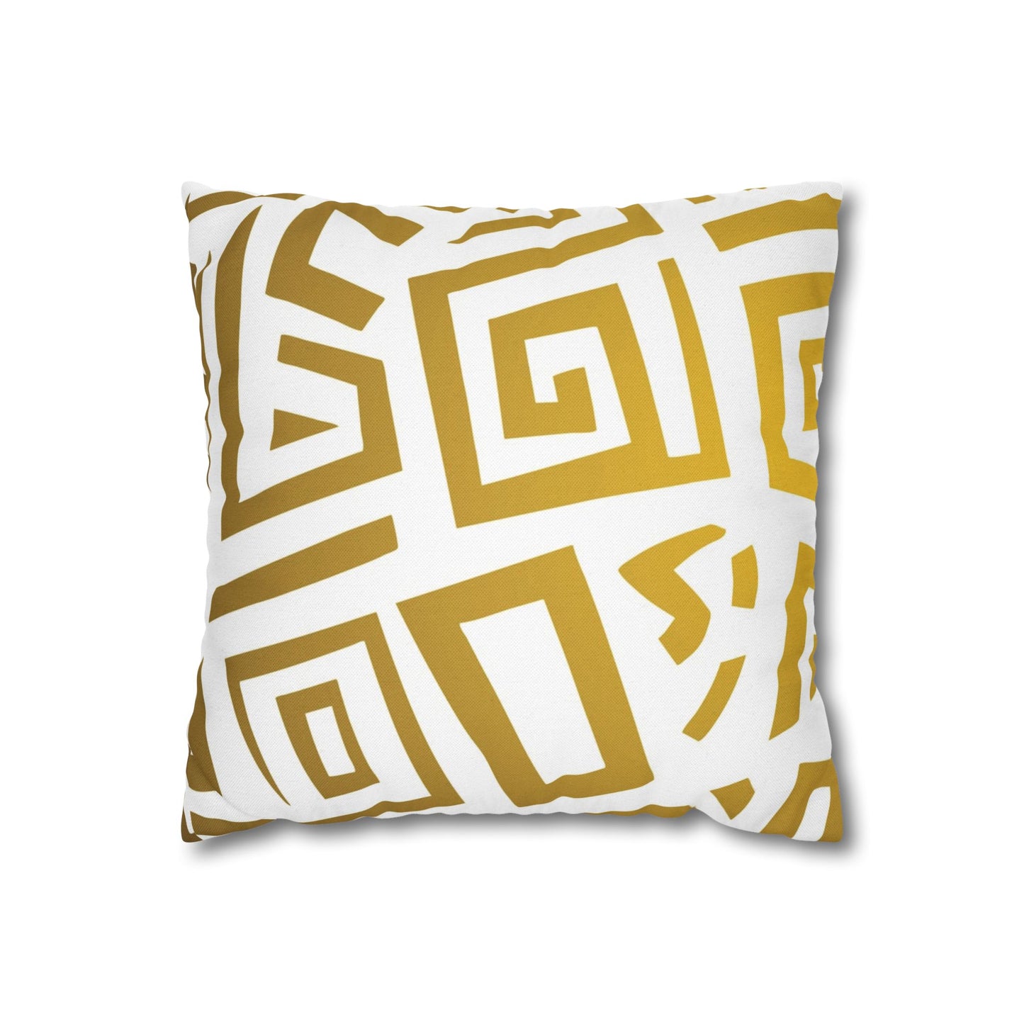 Gold Geometric Square Pillowcase — Modern Tribal Throw Pillow Cover