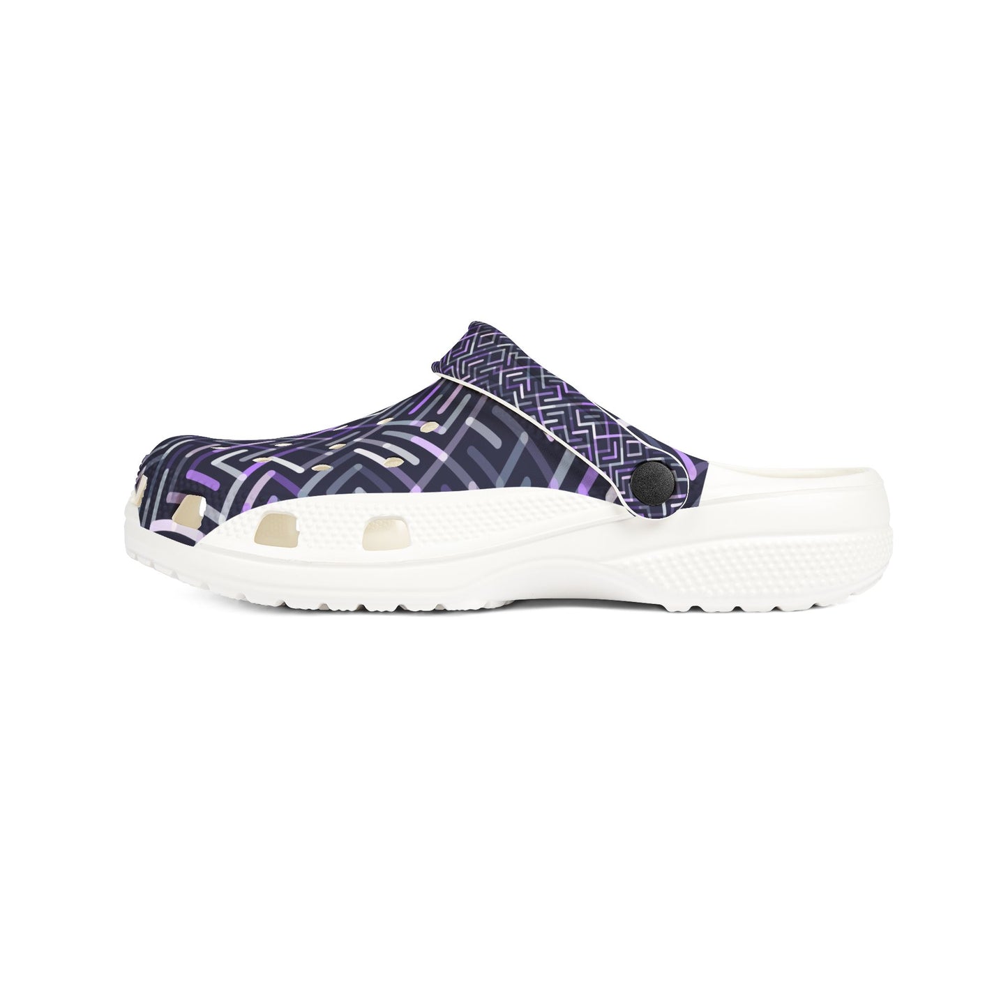 Geometric Purple EVA Foam Clogs — Lightweight Slip-On Garden Shoes