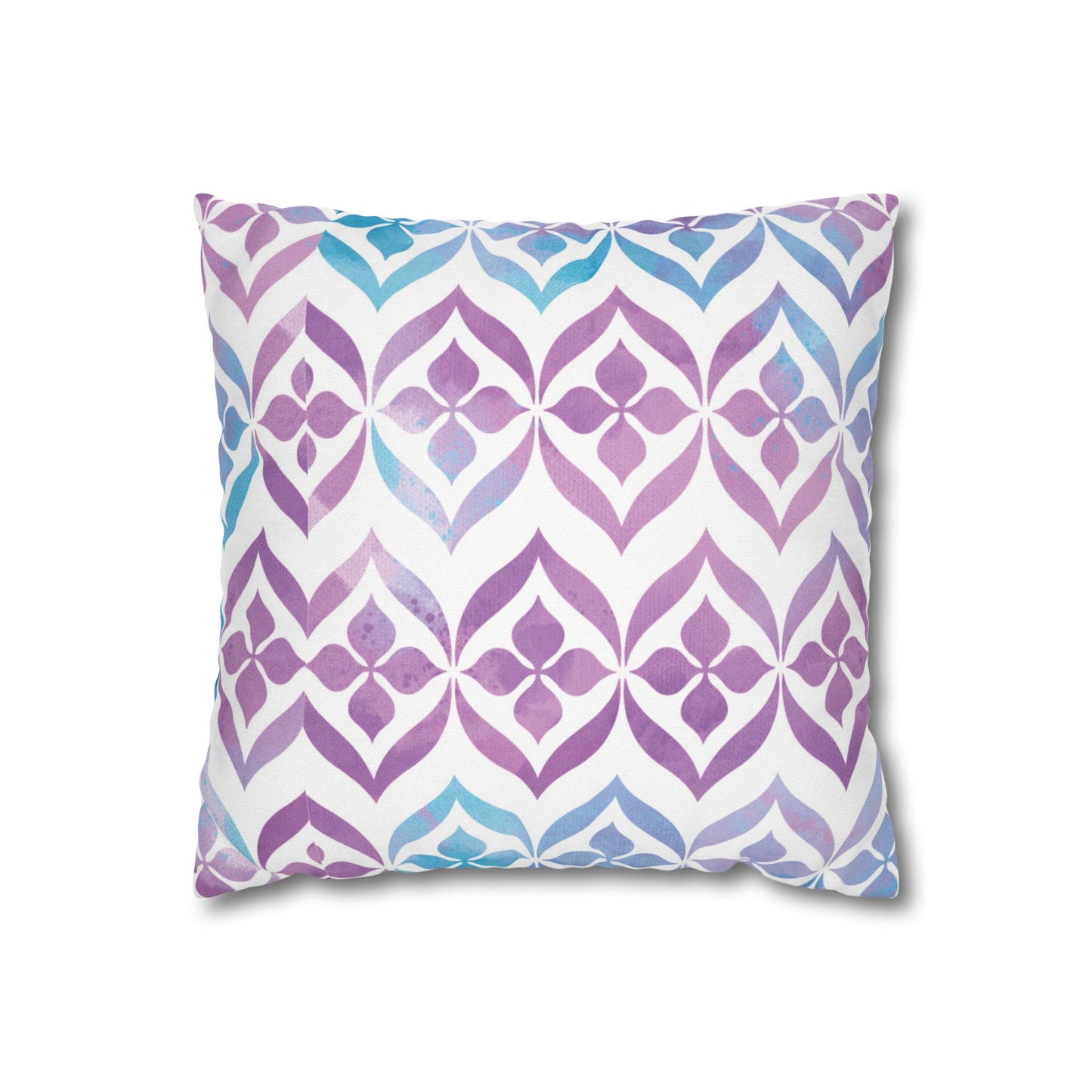 Watercolor Geometric Pillowcase — Purple & Teal Square Throw Pillow Cover