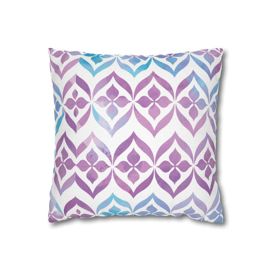 Watercolor Geometric Pillowcase — Purple & Teal Square Throw Pillow Cover