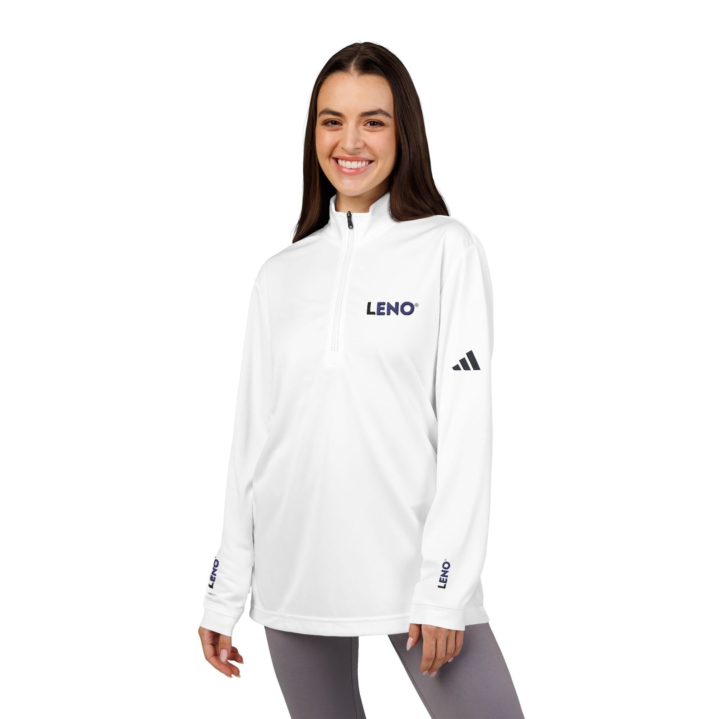 Embroidered Quarter-Zip Pullover — 'LENO' adidas® Performance Top