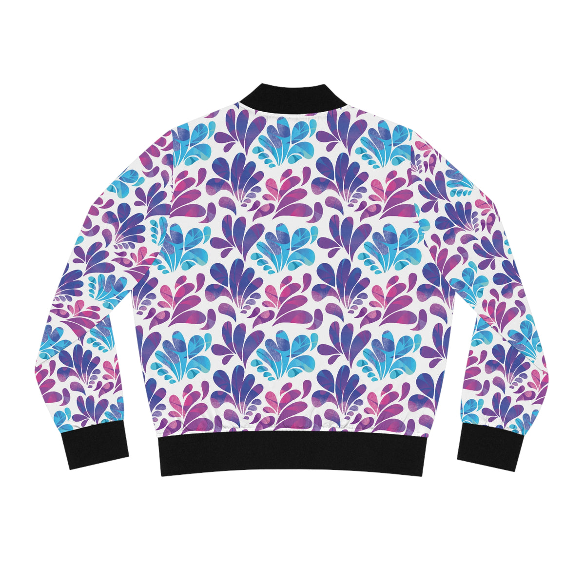 Floral Splash Bomber Jacket — Purple & Teal All-Over Print
