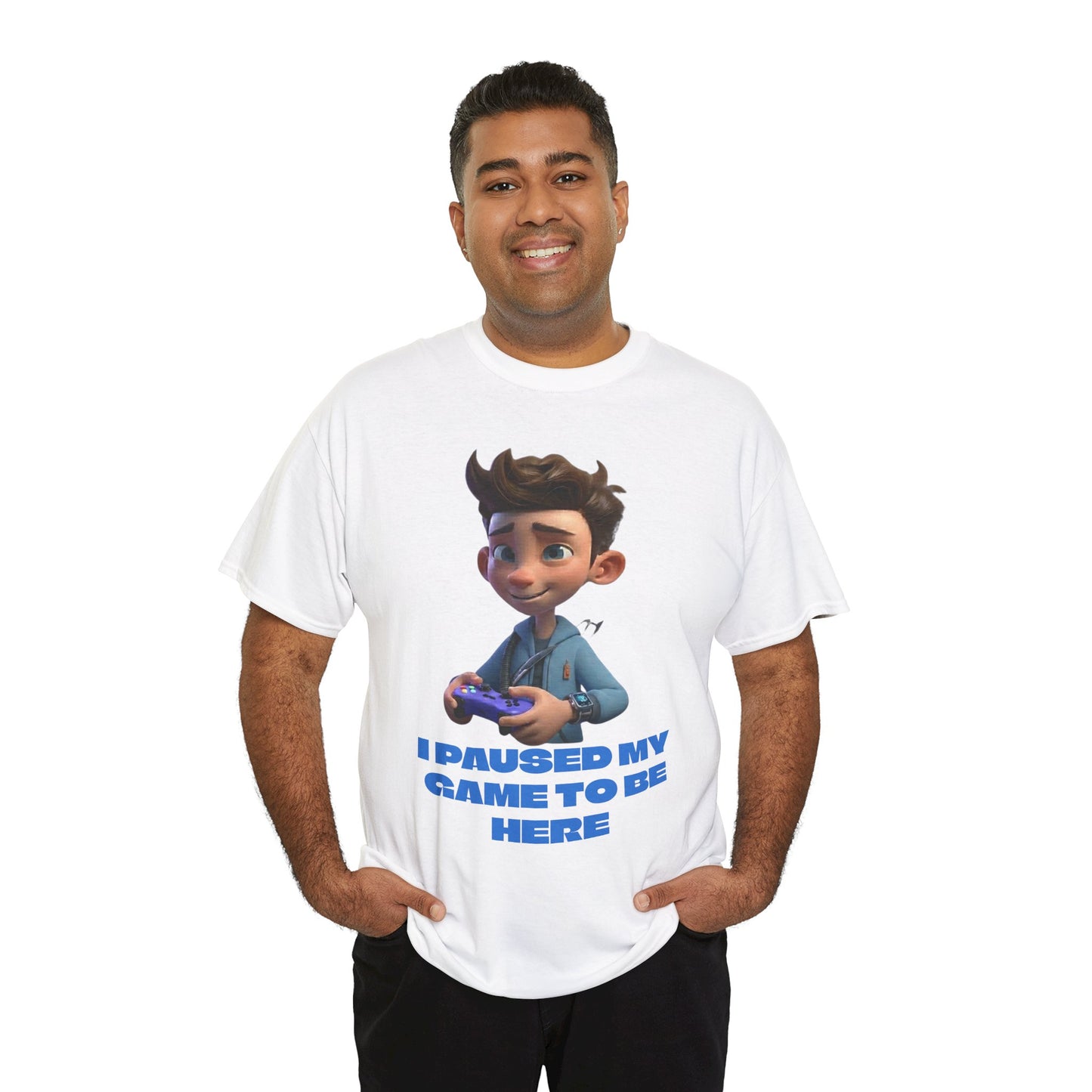 T-shirt enfant Gamer – T-shirt imprimé "J'ai mis mon jeu en pause pour être ici"