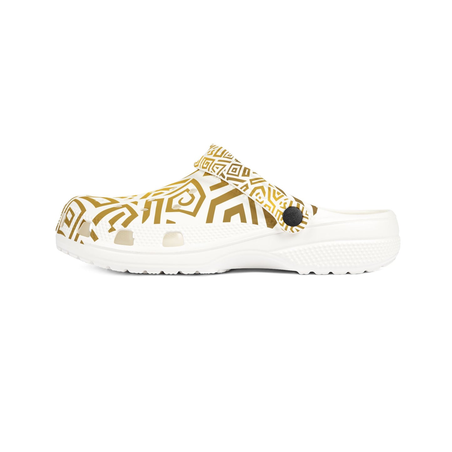 Golden Tribal Pattern EVA Clogs — Lightweight Foam Slip-On Shoes