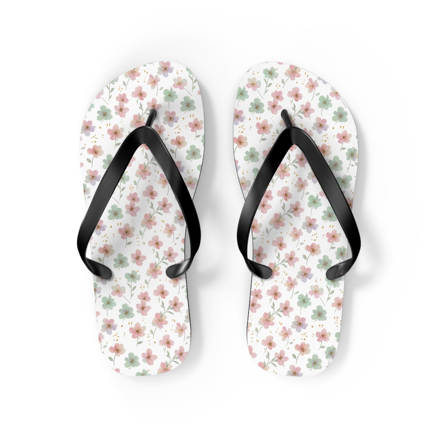 Floral Breeze Flip Flops — Pink & Green Blossom Beach Sandals