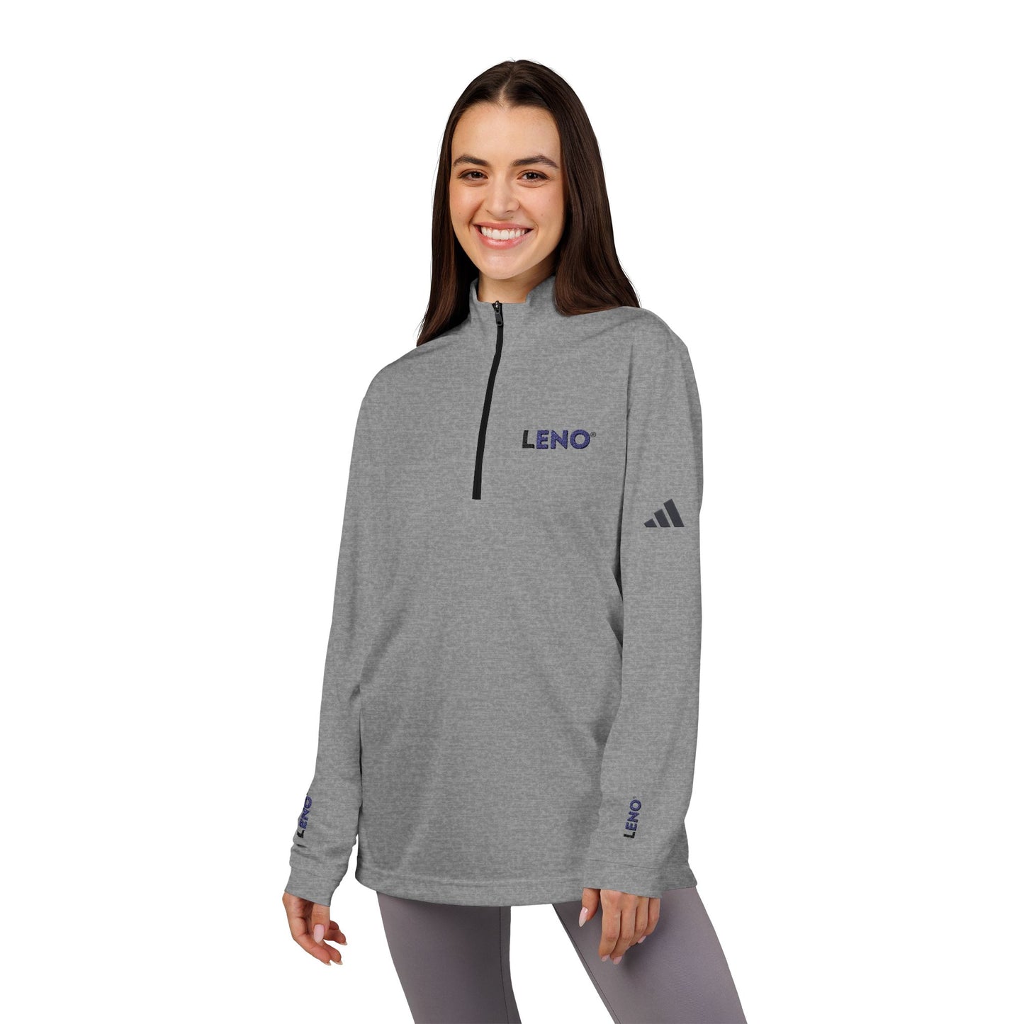 Embroidered Quarter-Zip Pullover — 'LENO' adidas® Performance Top