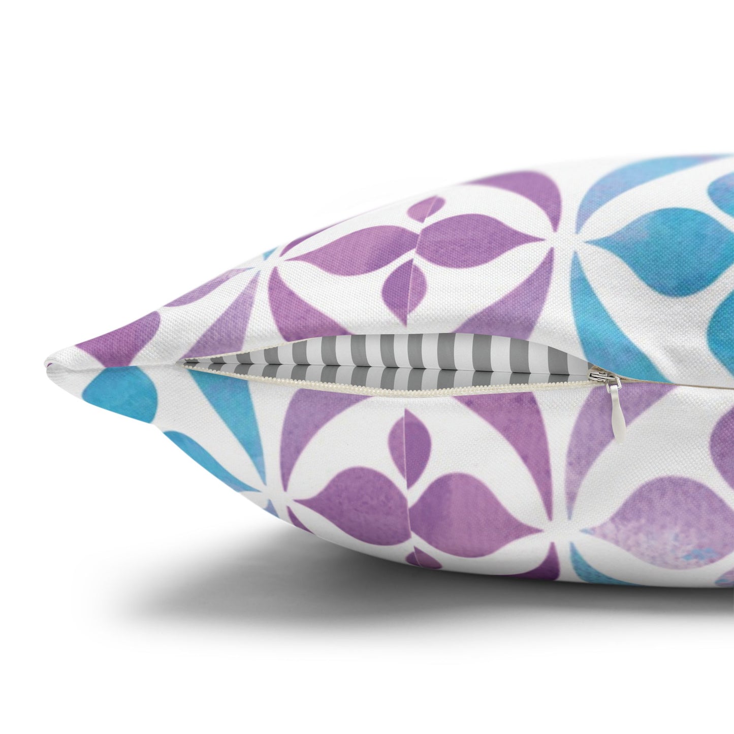 Watercolor Geometric Pillowcase — Purple & Teal Square Throw Pillow Cover