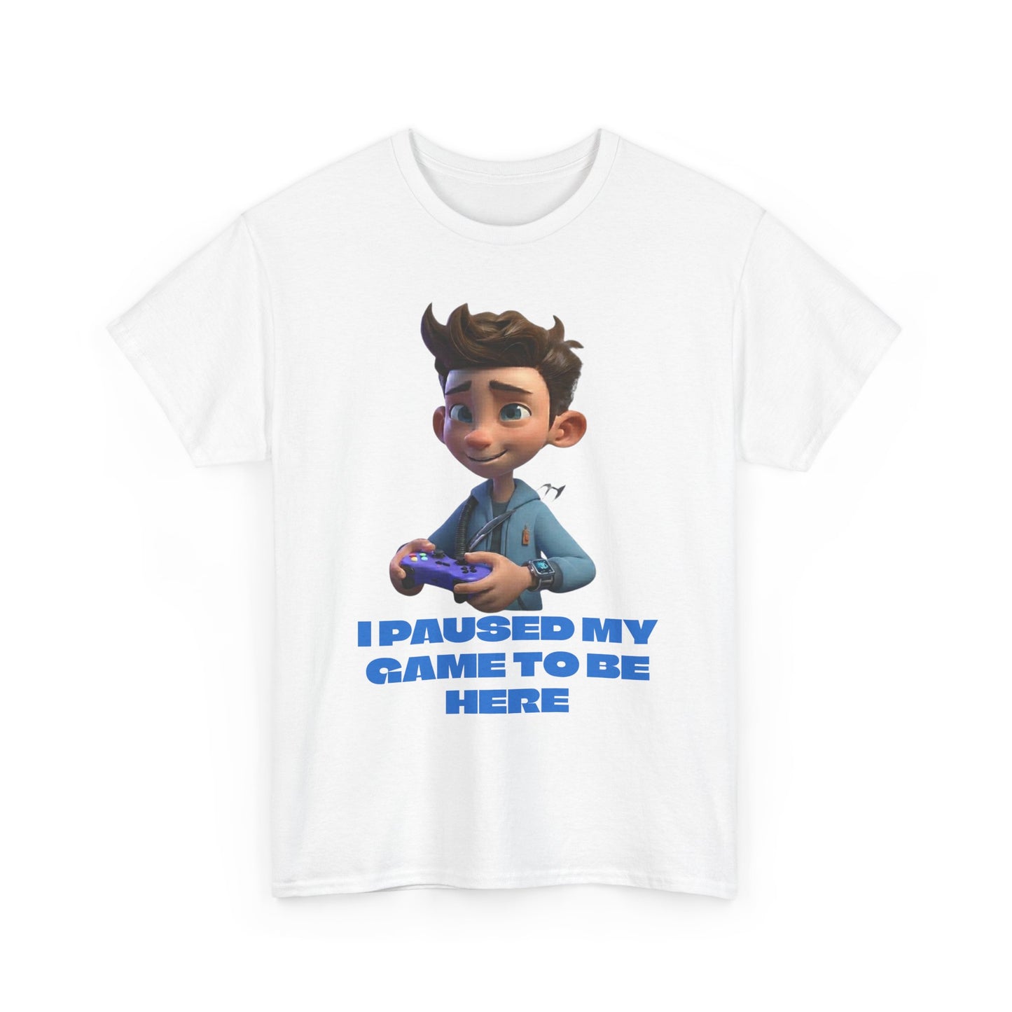 T-shirt enfant Gamer – T-shirt imprimé "J'ai mis mon jeu en pause pour être ici"