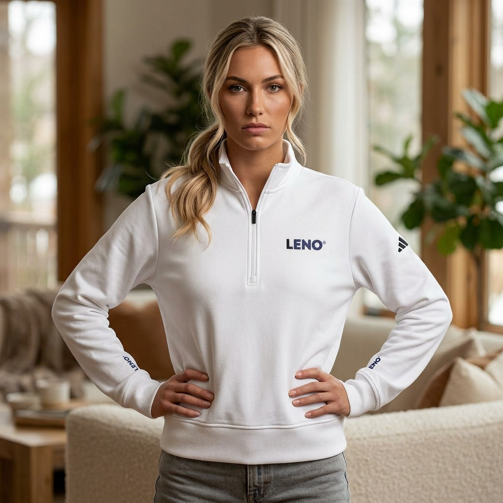 Embroidered Quarter-Zip Pullover — 'LENO' adidas® Performance Top