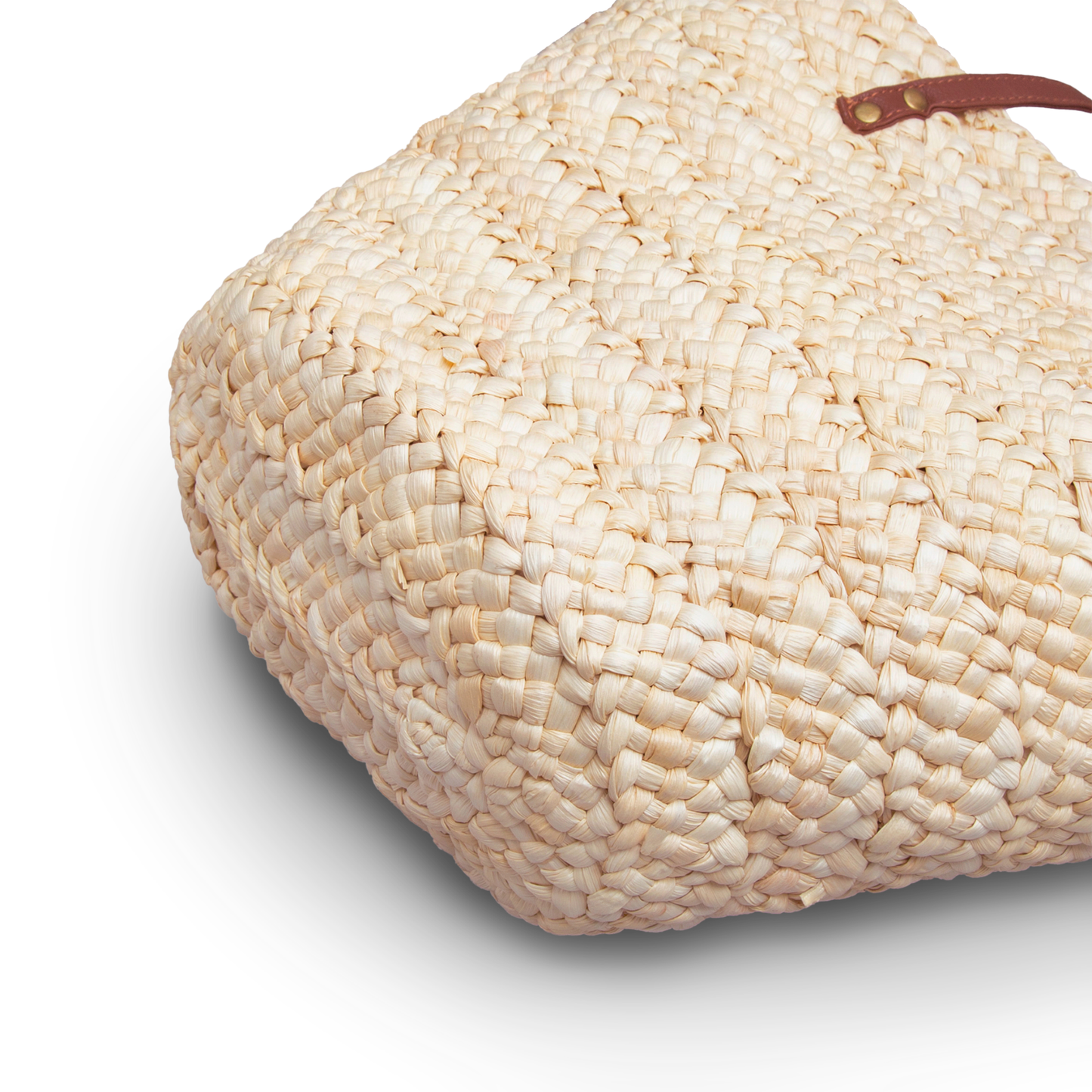 Woven Straw Tote Bag — Leather-Handle Market & Beach Carryall