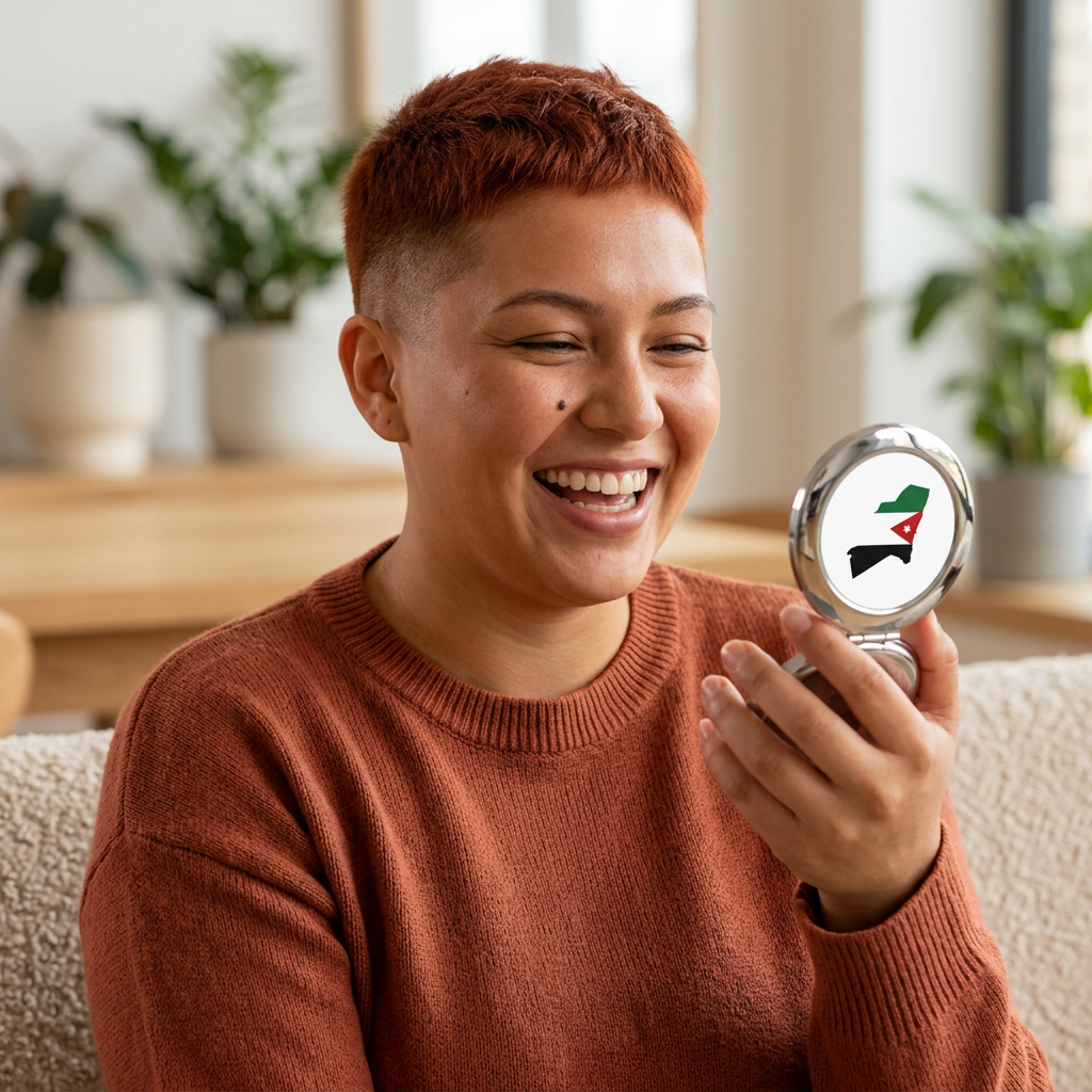 Jordan Flag Compact Travel Mirror — Foldable Pocket Mirror with Jordan Map Design