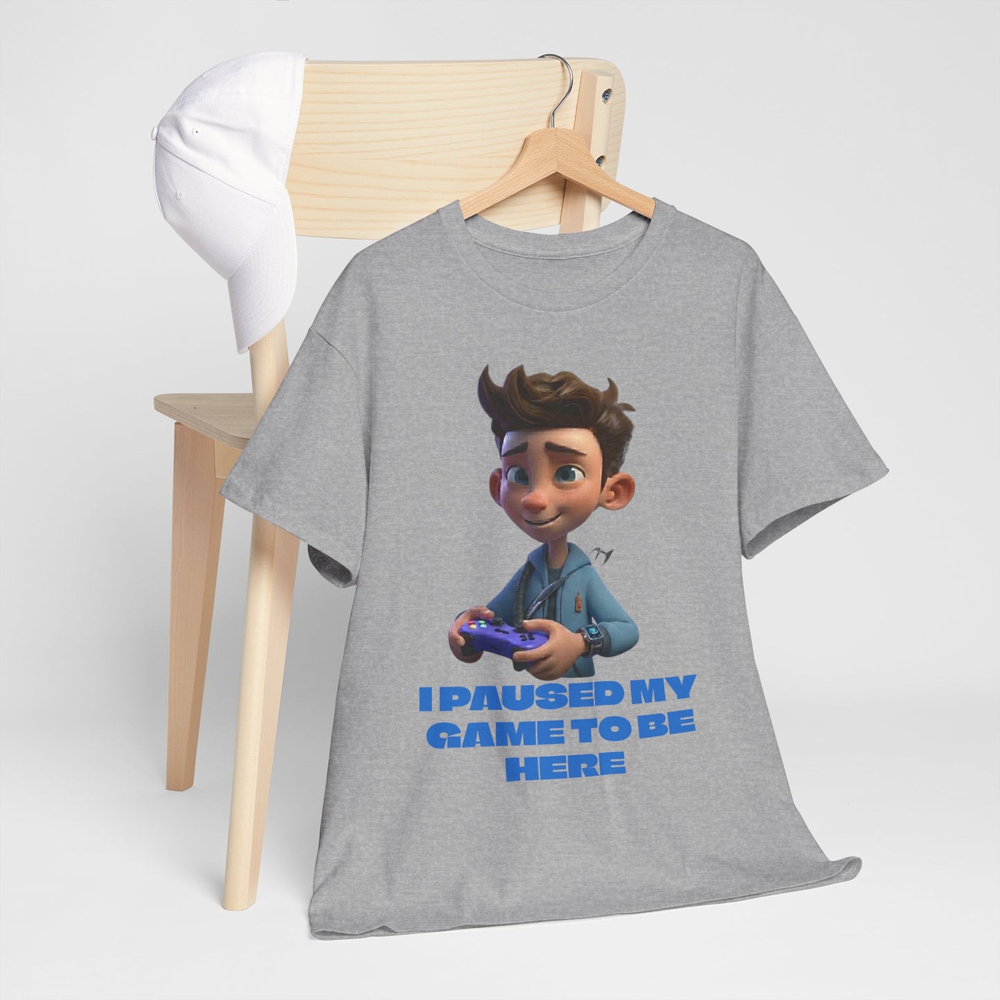T-shirt enfant Gamer – T-shirt imprimé "J'ai mis mon jeu en pause pour être ici"