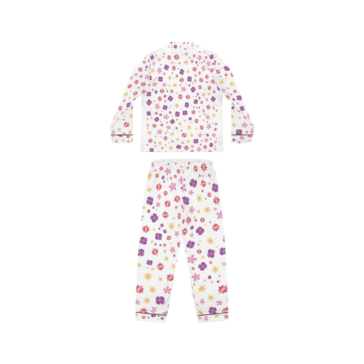 Floral Satin Pajamas Set — Women’s Soft Purple & Pink Flower Sleepwear