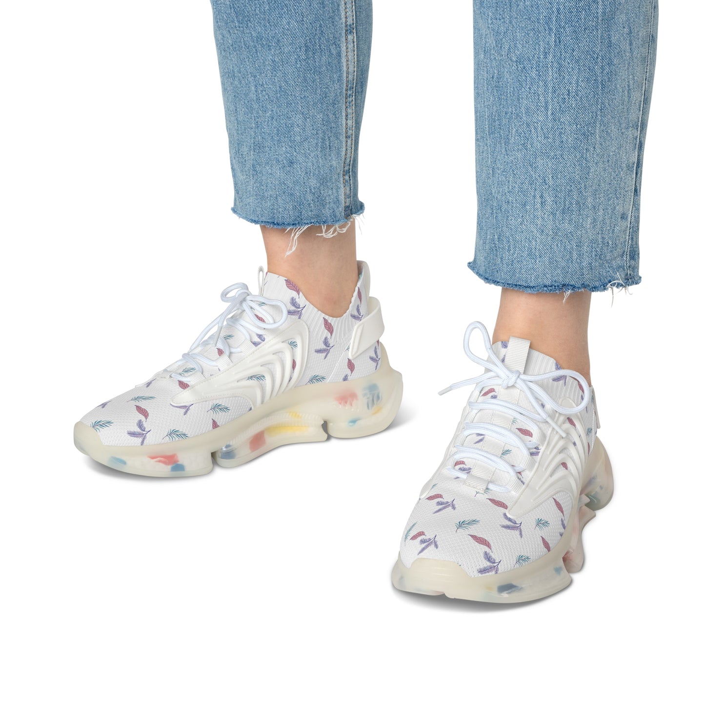 Floral Mesh Sneakers for Women — Lightweight Breathable Lace-Up Shoes