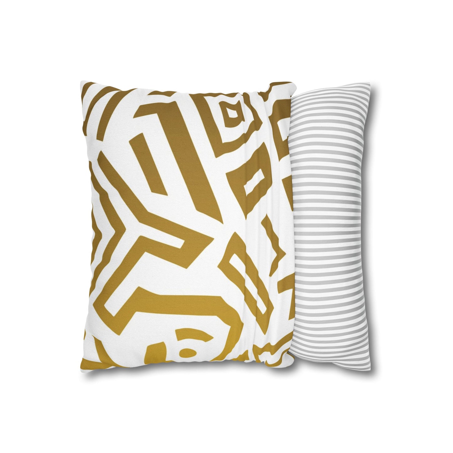 Gold Geometric Square Pillowcase — Modern Tribal Throw Pillow Cover