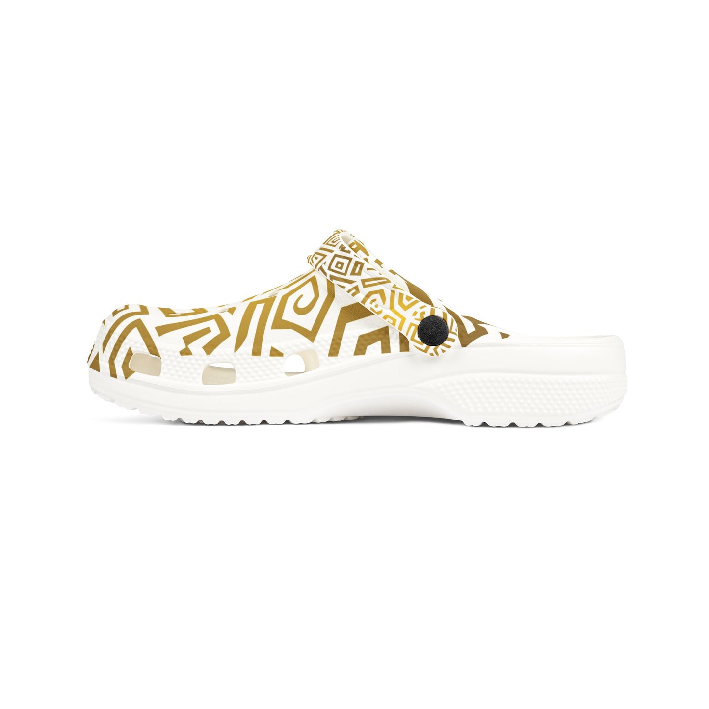 Golden Tribal Pattern EVA Clogs — Lightweight Foam Slip-On Shoes