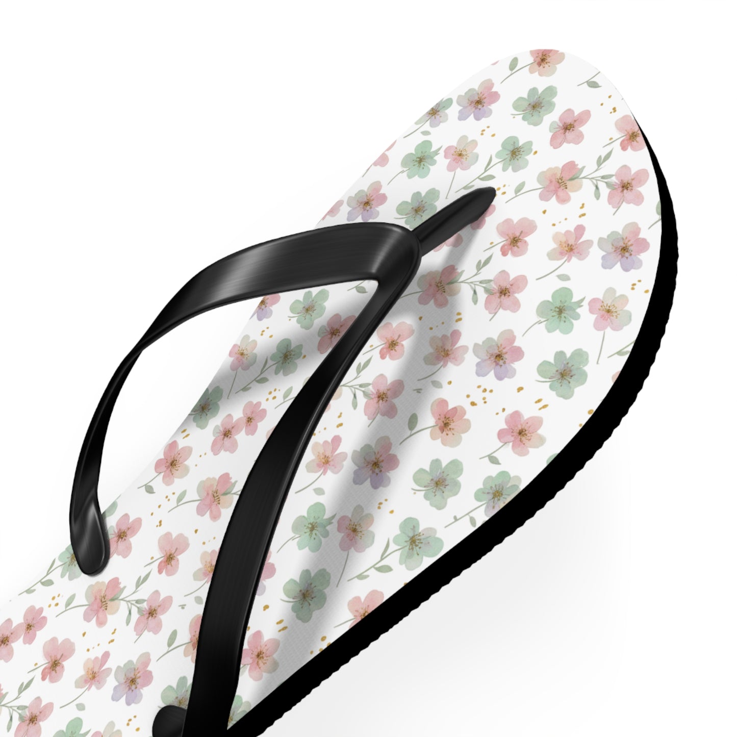 Floral Breeze Flip Flops — Pink & Green Blossom Beach Sandals