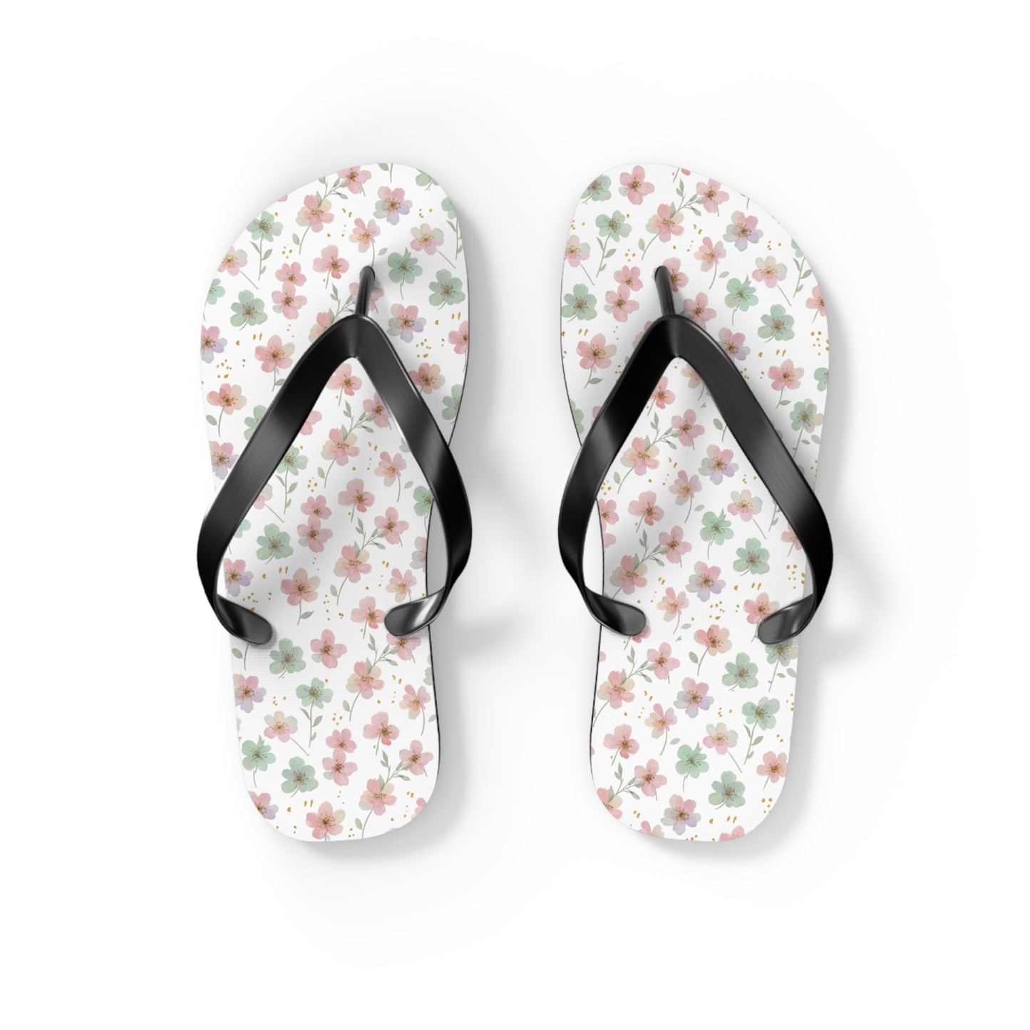 Floral Breeze Flip Flops — Pink & Green Blossom Beach Sandals