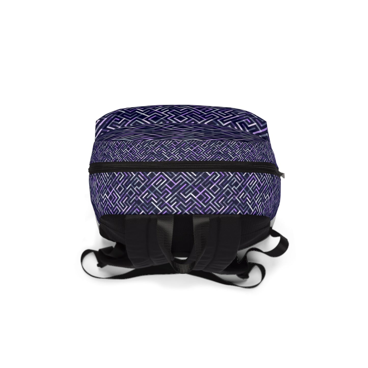 Geometric Purple Maze Backpack — Modern Patterned Daypack