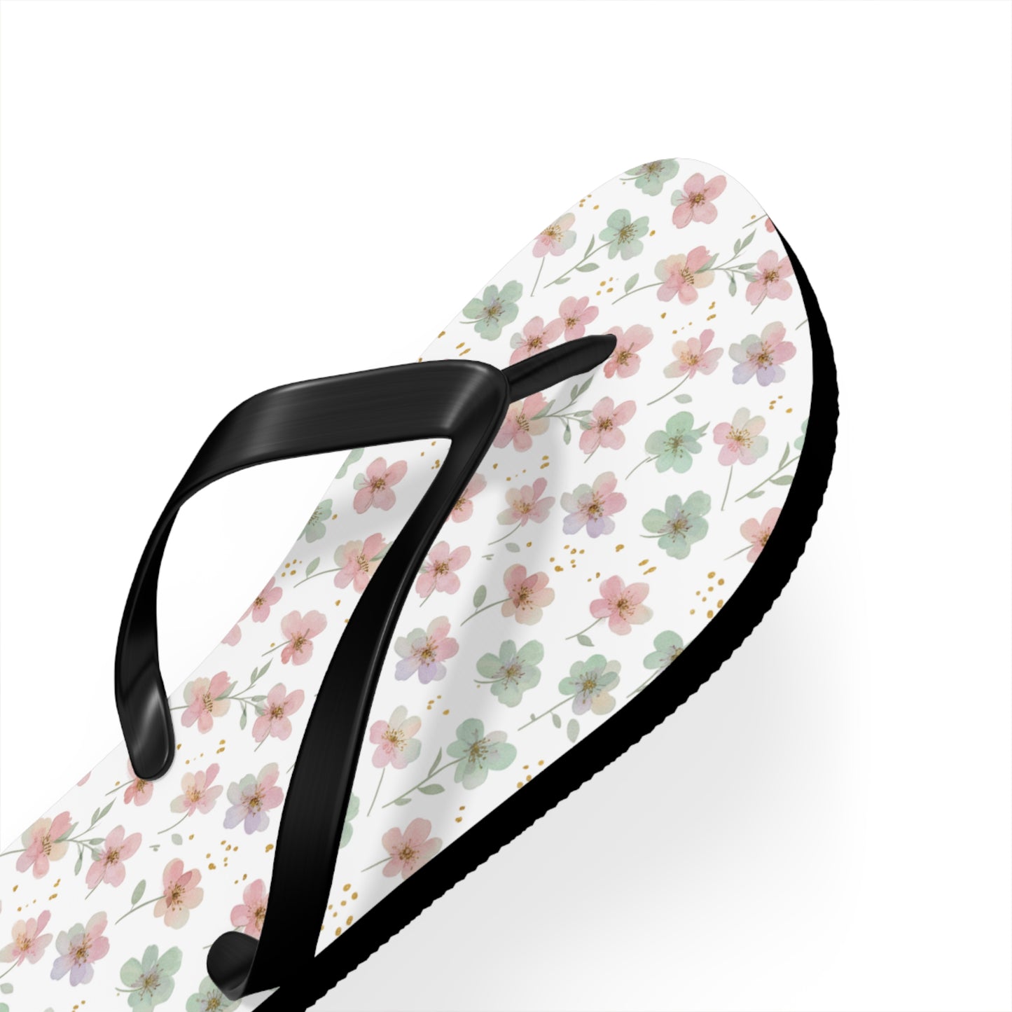 Floral Breeze Flip Flops — Pink & Green Blossom Beach Sandals