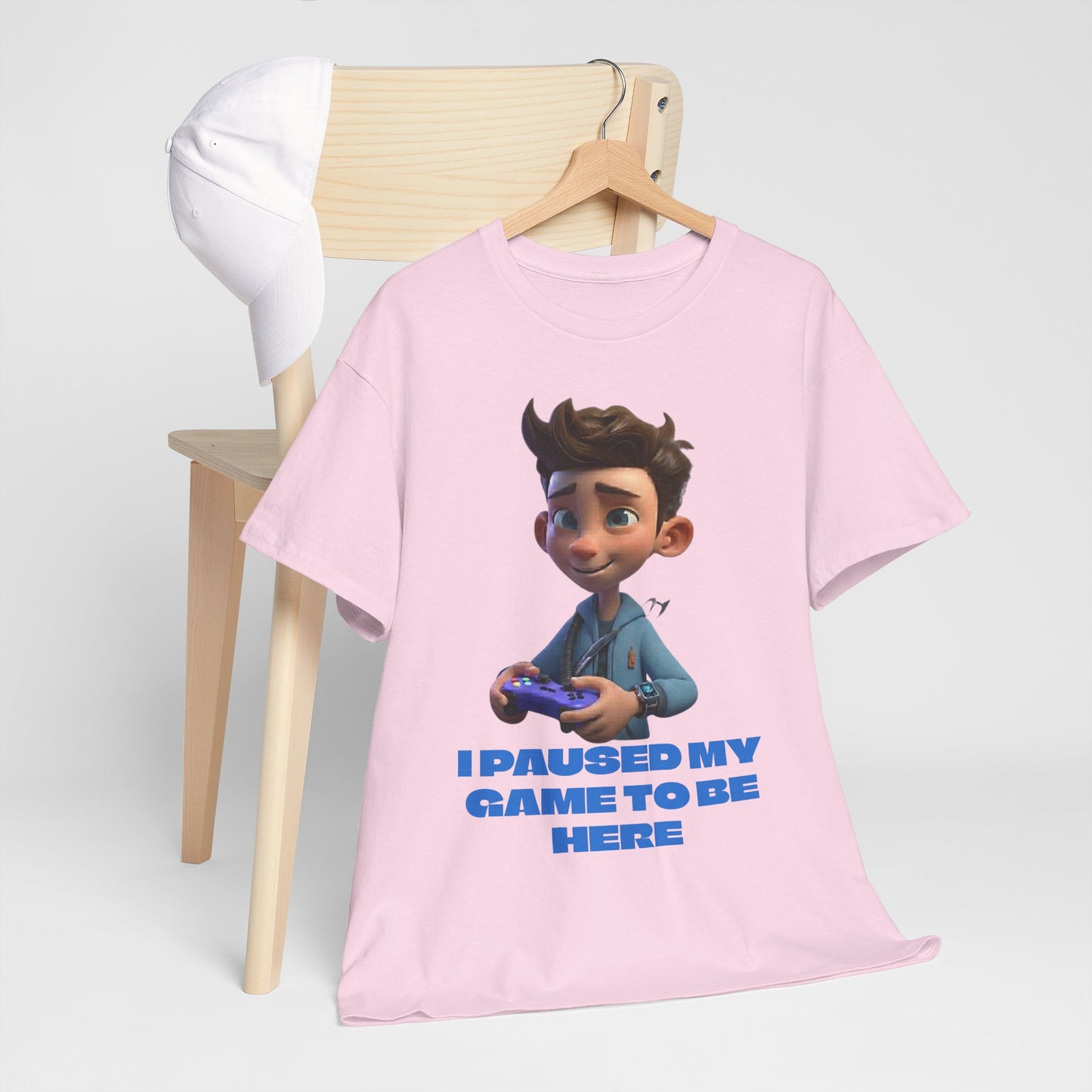 T-shirt enfant Gamer – T-shirt imprimé "J'ai mis mon jeu en pause pour être ici"