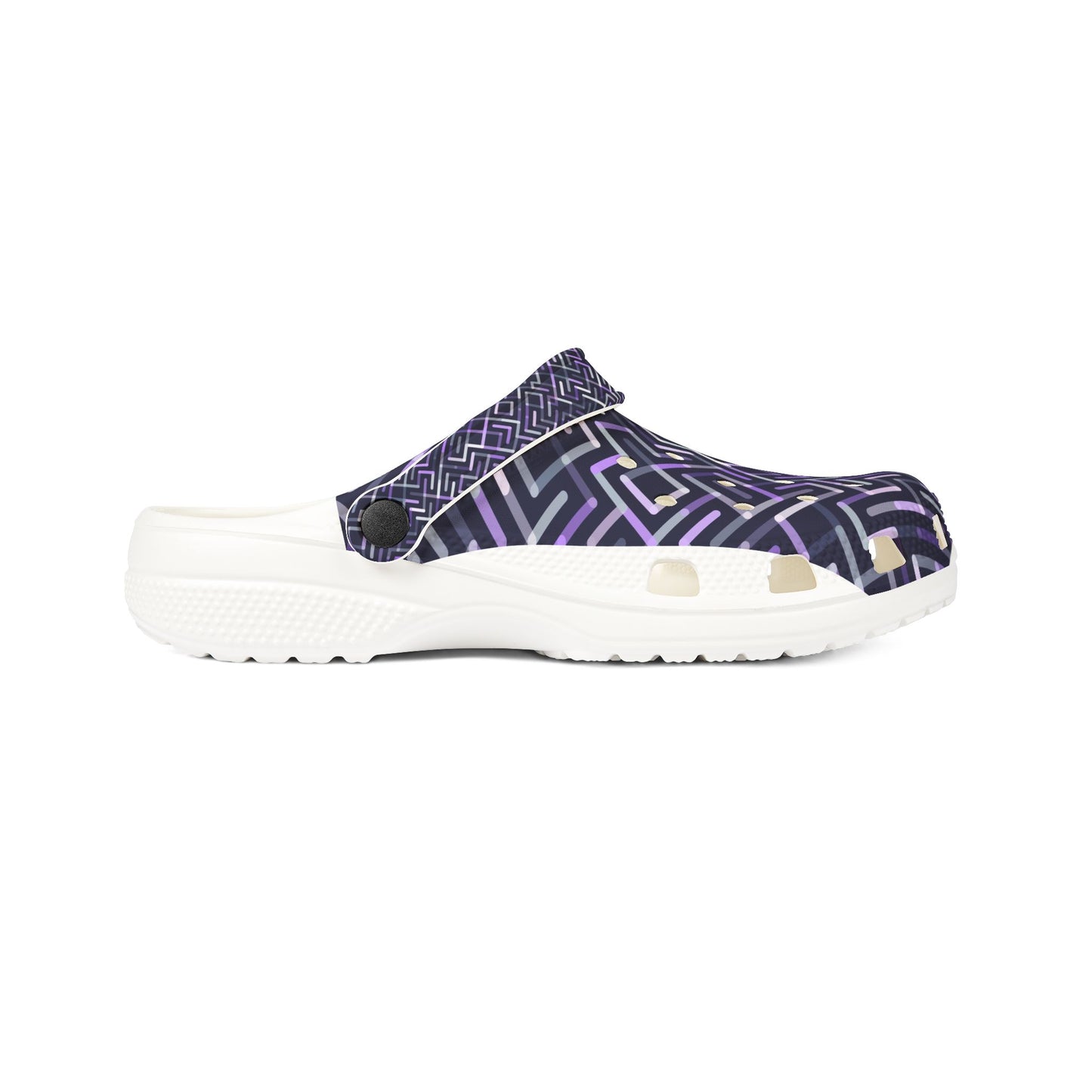 Geometric Purple EVA Foam Clogs — Lightweight Slip-On Garden Shoes