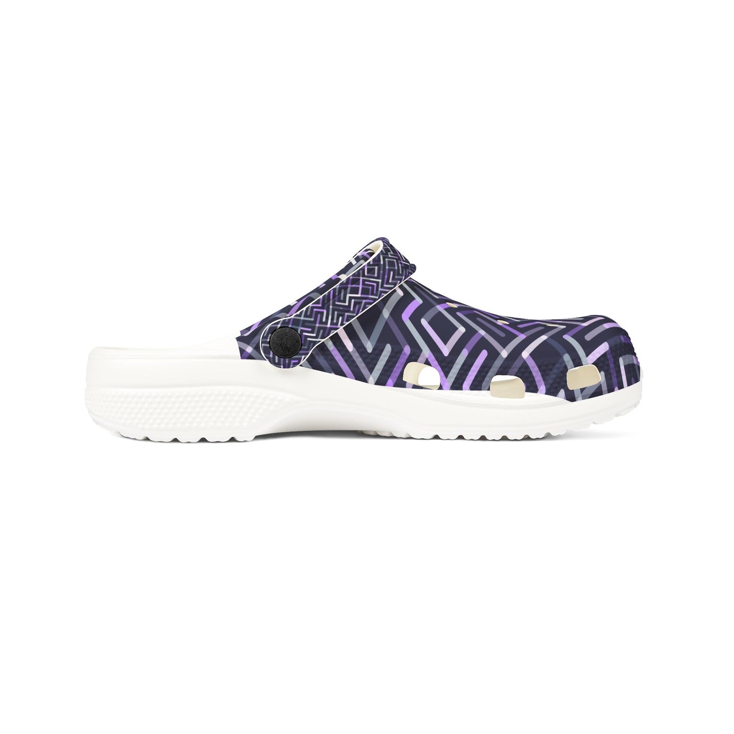 Geometric Purple EVA Foam Clogs — Lightweight Slip-On Garden Shoes