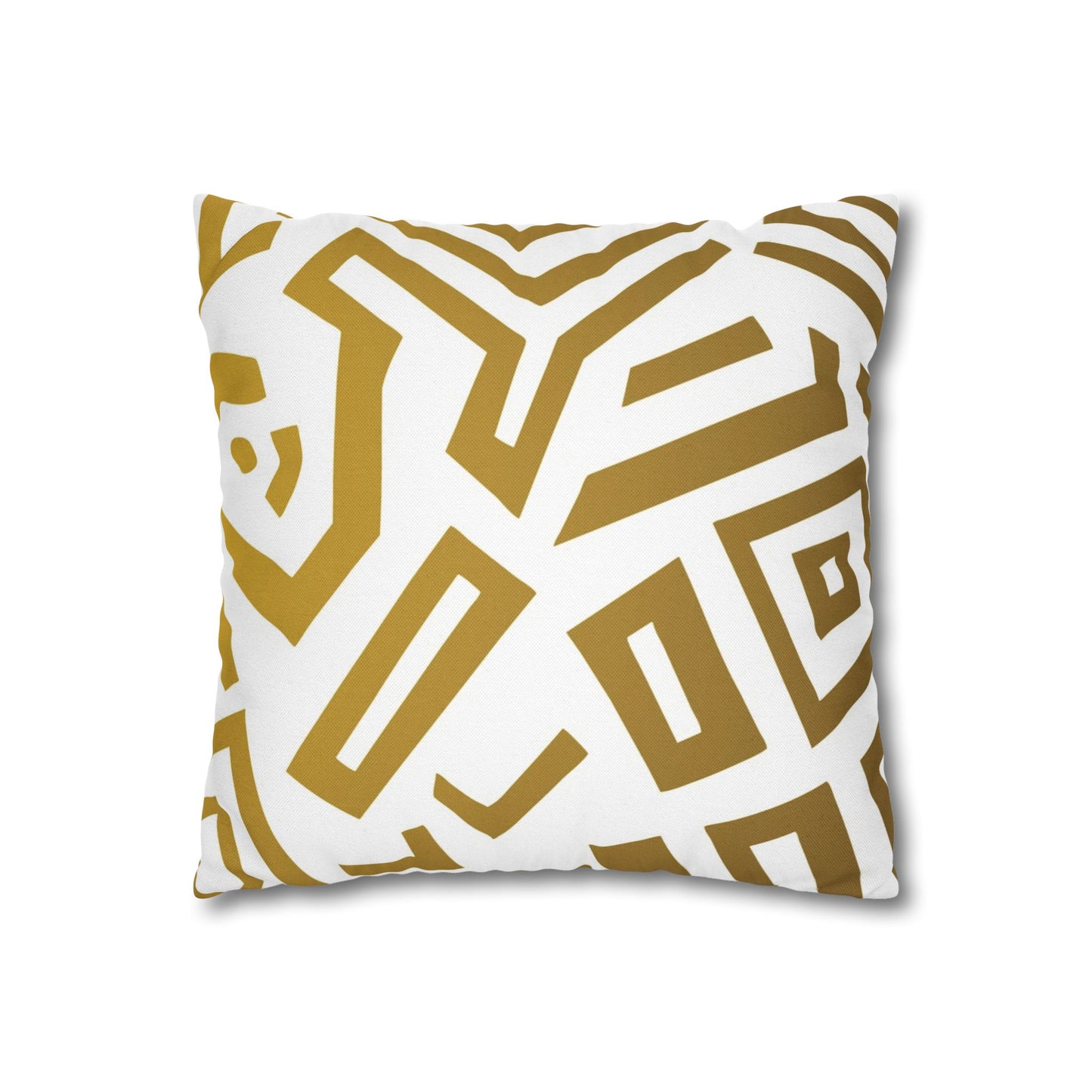 Gold Geometric Square Pillowcase — Modern Tribal Throw Pillow Cover