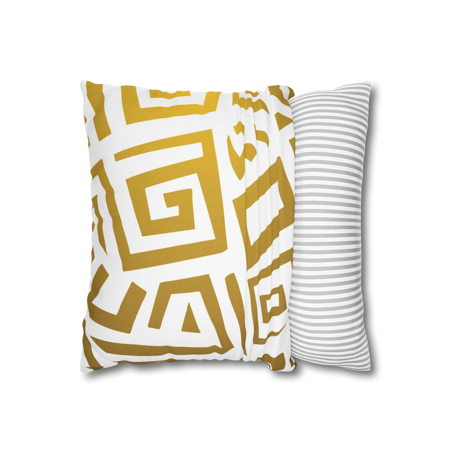 Gold Geometric Square Pillowcase — Modern Tribal Throw Pillow Cover