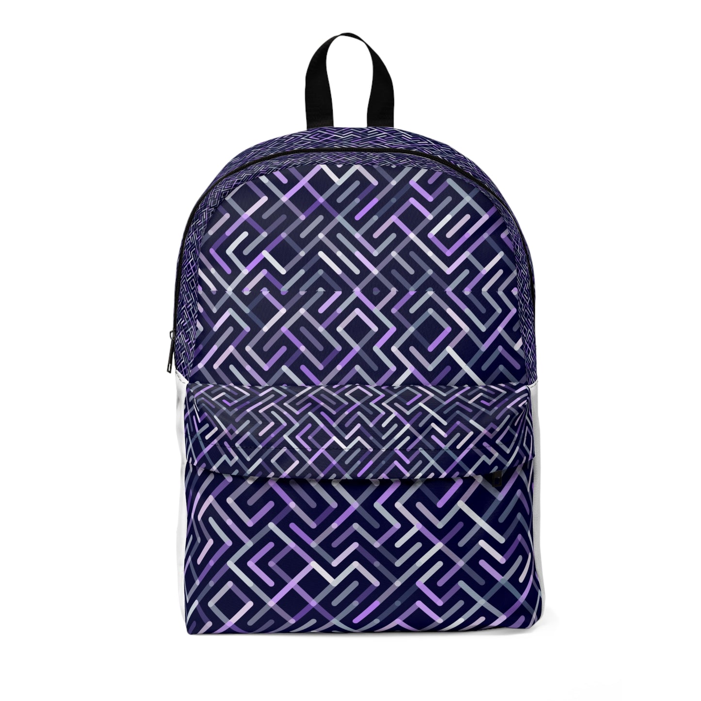 Geometric Purple Maze Backpack — Modern Patterned Daypack