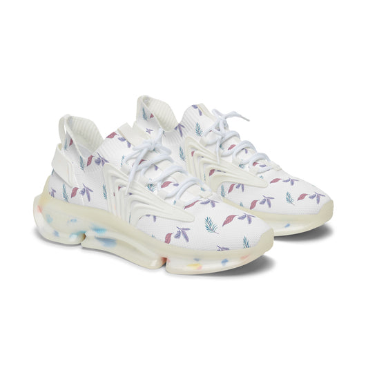 Floral Mesh Sneakers for Women — Lightweight Breathable Lace-Up Shoes